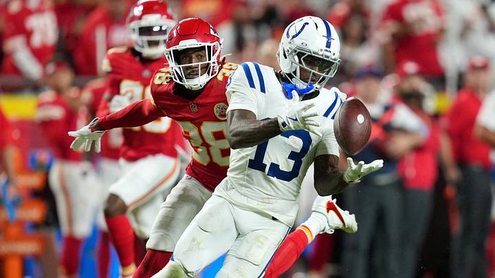Sep 20, 2026; Kansas City, Missouri, USA; Indianapolis Colts wide receiver Laquon Treadwell (13) makes a catch defended by Kansas City Chiefs cornerback L'Jarius Sneed (38) during overtime at GEHA Field at Arrowhead Stadium. Mandatory Credit: Jay Biggerstaff-Imagn Images Sep 20, 2026; Kansas City, Missouri, USA; Indianapolis Colts wide receiver Laquon Treadwell (13) makes a catch defended by Kansas City Chiefs cornerback L'Jarius Sneed (38) during overtime at GEHA Field at Arrowhead Stadium. Mandatory Credit: Jay Biggerstaff-Imagn Images