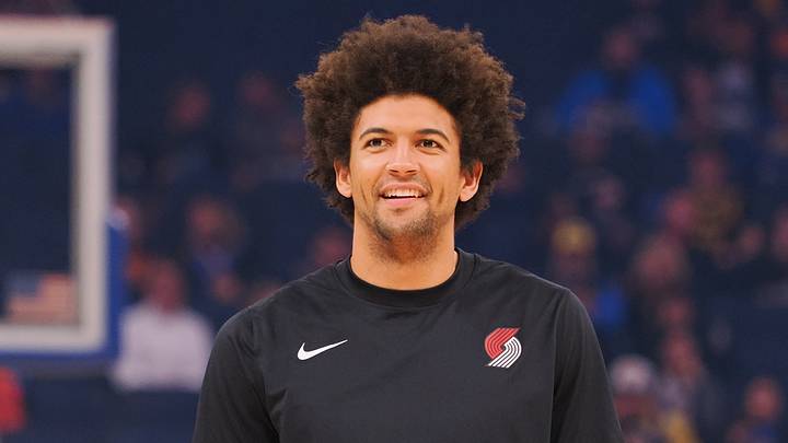 Dec 6, 2023; San Francisco, California, USA; Portland Trailblazers guard Matisse Thybulle (4) smiles before the game against the Golden State Warriors at Chase Center. Mandatory Credit: Kelley L Cox-USA TODAY Sports