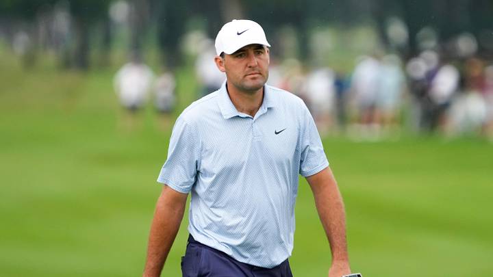 May 21, 2026; McKinney, Texas, USA; Scottie Scheffler walks on the ninth green during the first round of THE CJ CUP Byron Nelson golf tournament. Mandatory Credit: Raymond Carlin III-Imagn Images May 21, 2026; McKinney, Texas, USA; Scottie Scheffler walks on the ninth green during the first round of THE CJ CUP Byron Nelson golf tournament. Mandatory Credit: Raymond Carlin III-Imagn Images