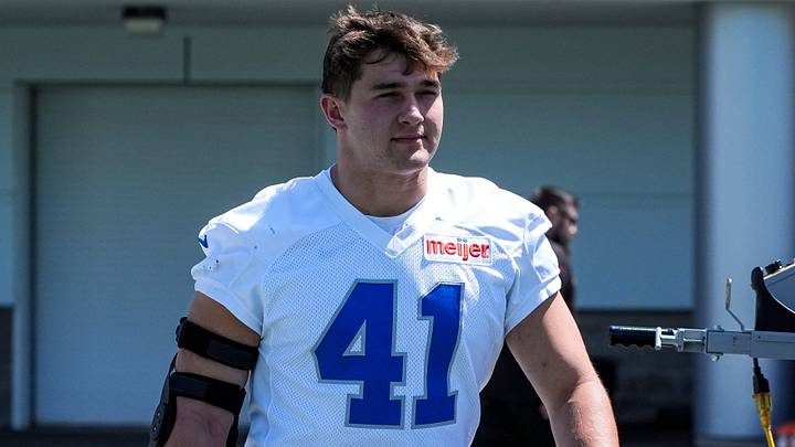 Detroit Lions linebacker Jimmy Rolder (41) during OTAs at Meijer Performance Center in Allen Park on Friday, May 29, 2026. Detroit Lions linebacker Jimmy Rolder (41) during OTAs at Meijer Performance Center in Allen Park on Friday, May 29, 2026.