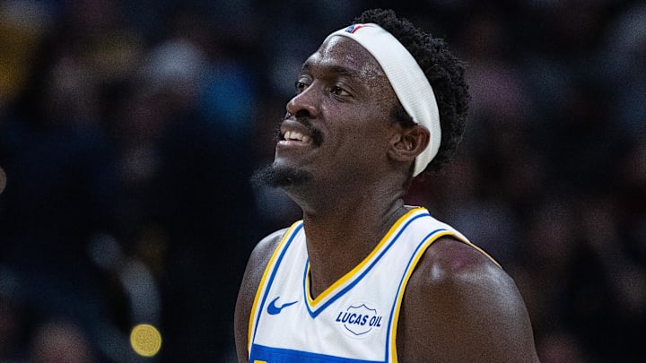 Indiana Pacers forward Pascal Siakam (43) in the first half against the Toronto Raptors at Gainbridge Fieldhouse.