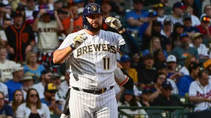 Milwaukee Brewers first baseman Rowdy Tellez (11) 