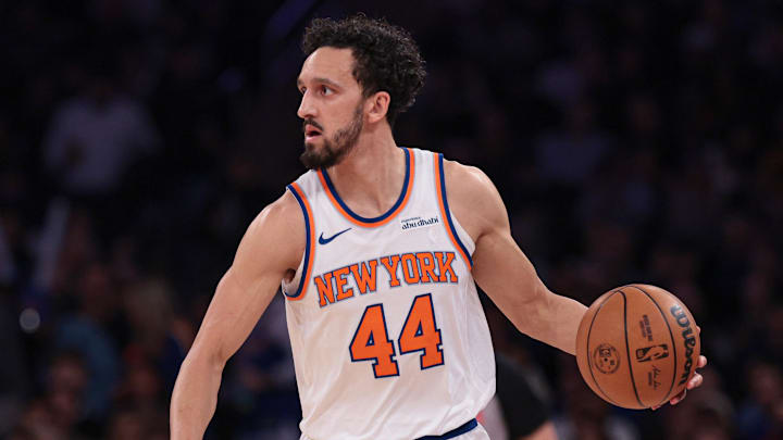 Feb 19, 2026; New York, New York, USA; New York Knicks guard Landry Shamet (44) dribbles up court against the Detroit Pistons during the first half at Madison Square Garden. Mandatory Credit: Vincent Carchietta-Imagn Images Feb 19, 2026; New York, New York, USA; New York Knicks guard Landry Shamet (44) dribbles up court against the Detroit Pistons during the first half at Madison Square Garden. Mandatory Credit: Vincent Carchietta-Imagn Images