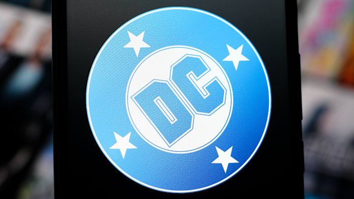 In this photo illustration, the DC Comics logo is seen... In this photo illustration, the DC Comics logo is seen...