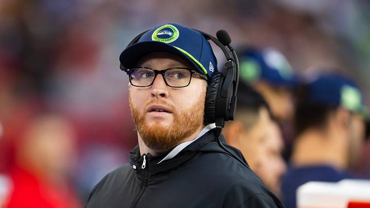 Seattle Seahawks special teams coordinator Jay Harbaugh on the sidelines