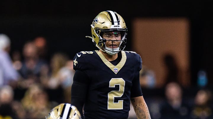 Aug 23, 2025; New Orleans, Louisiana, USA; New Orleans Saints quarterback Spencer Rattler (2) calls for the ball against the Denver Broncos during the first half at Caesars Superdome. Mandatory Credit: Stephen Lew-Imagn Images Aug 23, 2025; New Orleans, Louisiana, USA; New Orleans Saints quarterback Spencer Rattler (2) calls for the ball against the Denver Broncos during the first half at Caesars Superdome. Mandatory Credit: Stephen Lew-Imagn Images