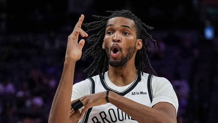 Mar 22, 2026; Sacramento, California, USA; Brooklyn Nets forward Ziaire Williams (1) reacts after a three point basket during the second quarter against the Sacramento Kings at Golden 1 Center. Mandatory Credit: Justine Willard-Imagn Images Mar 22, 2026; Sacramento, California, USA; Brooklyn Nets forward Ziaire Williams (1) reacts after a three point basket during the second quarter against the Sacramento Kings at Golden 1 Center. Mandatory Credit: Justine Willard-Imagn Images