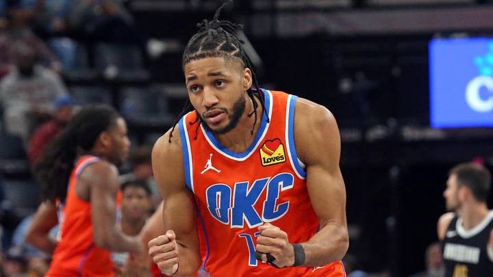 Mar 16, 2024; Memphis, Tennessee, USA; Oklahoma City Thunder guard Isaiah Joe (11) reacts during the second half against the Memphis Grizzlies at FedExForum. Mandatory Credit: Petre Thomas-Imagn Images Mar 16, 2024; Memphis, Tennessee, USA; Oklahoma City Thunder guard Isaiah Joe (11) reacts during the second half against the Memphis Grizzlies at FedExForum. Mandatory Credit: Petre Thomas-Imagn Images
