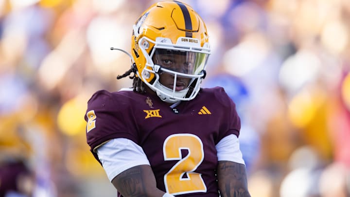 Nov 23, 2024; Tempe, Arizona, USA; Arizona State Sun Devils defensive back Xavion Alford (2) against the Brigham Young Cougars at Mountain America Stadium. Mandatory Credit: Mark J. Rebilas-Imagn Images
Nov 23, 2024; Tempe, Arizona, USA; Arizona State Sun Devils defensive back Xavion Alford (2) against the Brigham Young Cougars at Mountain America Stadium. Mandatory Credit: Mark J. Rebilas-Imagn Images