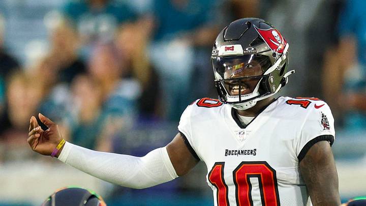 Tampa Bay Buccaneers quarterback Jalon Daniels (10) lines up against the Jacksonville Jaguars Tampa Bay Buccaneers quarterback Jalon Daniels (10) lines up against the Jacksonville Jaguars
