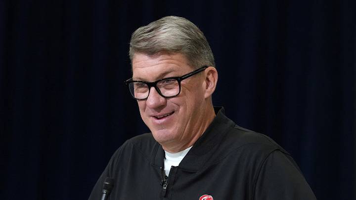 Tampa Bay Buccaneers general manager Jason Licht speaks at the NFL Scouting Combine at the Indiana Convention Center. Tampa Bay Buccaneers general manager Jason Licht speaks at the NFL Scouting Combine at the Indiana Convention Center.