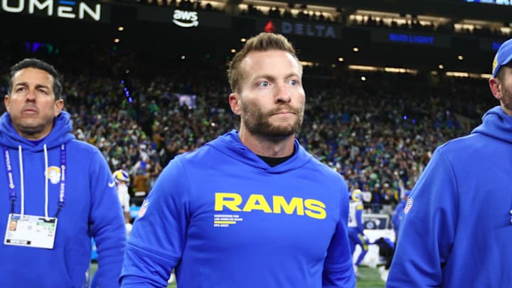 Jan 25, 2026; Seattle, WA, USA; Los Angeles Rams head coach Sean McVay walks on field after the 2026 NFC Championship Game against the Seattle Seahawks at Lumen Field. Mandatory Credit: Kevin Ng-Imagn Images Jan 25, 2026; Seattle, WA, USA; Los Angeles Rams head coach Sean McVay walks on field after the 2026 NFC Championship Game against the Seattle Seahawks at Lumen Field. Mandatory Credit: Kevin Ng-Imagn Images