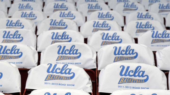 Dec 20, 2011; Los Angeles, CA, USA; General view of seat cushions at the the Sports Arena with the words: UCLA Basketball 2011-2013 Road Show before the game against the UC Irvine Anteaters. Mandatory Credit: Kirby Lee/Image of Sport-Imagn Images