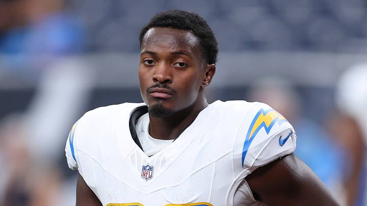 Aug 13, 2026; Houston, Texas, USA;  Los Angeles Chargers running back Kimani Vidal (28) before the game against the Houston Texans at Reliant Stadium. Mandatory Credit: Troy Taormina-Imagn Images