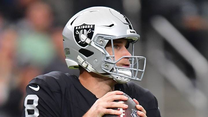 Oct 25, 2026; Paradise, Nevada, USA;  Las Vegas Raiders quarterback Kirk Cousins (8) drops back to pass in the second half at Allegiant Stadium.  Mandatory Credit: Gary A. Vasquez-Imagn Images
