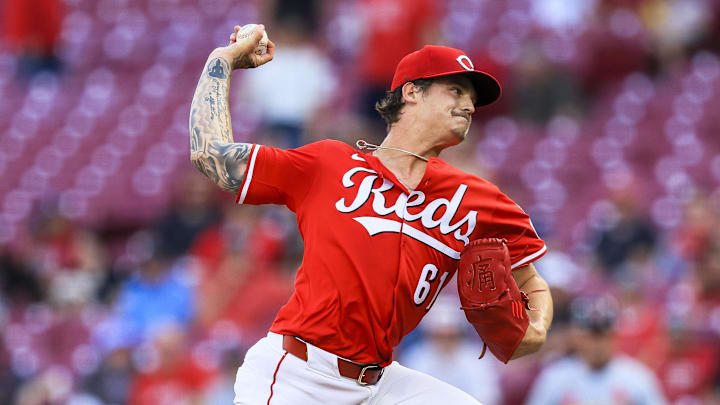 Cincinnati Reds starting pitcher Chase Petty (61) pitches Cincinnati Reds starting pitcher Chase Petty (61) pitches