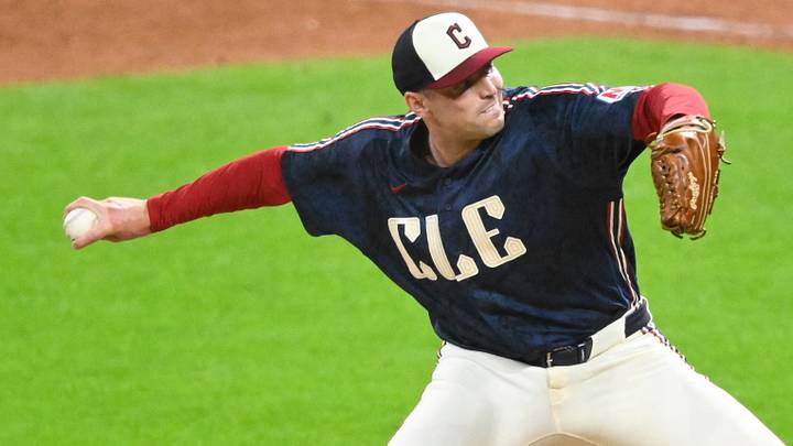 Sep 18, 2026; Cleveland, Ohio, USA;  Cleveland Guardians relief pitcher Cade Smith (36) delivers a pitch in the ninth inning against the Athletics at Progressive Field.  Mandatory Credit: David Richard-Imagn Images