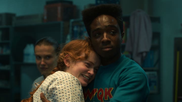 STRANGER THINGS: SEASON 5. (L to R) Sadie Sink as Max Mayfield and Caleb McLaughlin as Lucas Sinclair in Stranger Things: Season 5