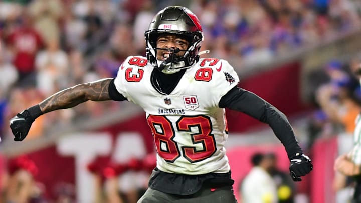 Rookie Tez Johnson celebrates first NFL touchdown. Tampa Bay Buccaneers v Buffalo Bills - NFL Preseason 2025