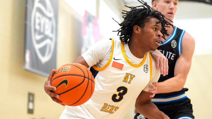 July 15, 2025; North Augusta, South Carolina, USA; NY Rens Jasiah Jervis (3) moves towards the basket during the NY Rens and JL3 game at Nike EYBL Peach Jam at Riverview Park Activities Center. The NY Rens won 83-53. Mandatory Credit: Katie Goodale - Augusta Chronicle/USA TODAY NETWORK