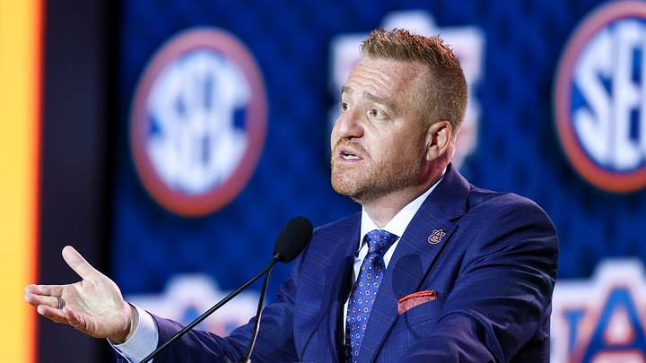 Jul 21, 2026; Tampa, FL, USA; Auburn Tigers head coach Alex Golesh speaks to the press during SEC Football Kickoff Media Day at the Tampa Marriott. Mandatory Credit: Nathan Ray Seebeck-Imagn Images Jul 21, 2026; Tampa, FL, USA; Auburn Tigers head coach Alex Golesh speaks to the press during SEC Football Kickoff Media Day at the Tampa Marriott. Mandatory Credit: Nathan Ray Seebeck-Imagn Images