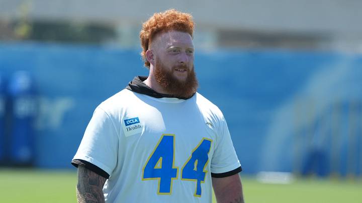 May 19, 2026; El Segundo, CA, USA; Los Angeles Chargers fullback Scott Matlock (44) during offseason workouts at The Bolt. Mandatory Credit: Kirby Lee-Imagn Images