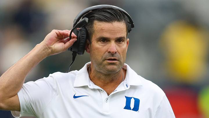 Oct 10, 2026; Atlanta, Georgia, USA; Duke Blue Devils head coach Manny Diaz talks to a referee against the Georgia Tech Yellow Jackets in the second quarter at Bobby Dodd Stadium at Hyundai Field. Mandatory Credit: Brett Davis-Imagn Images Oct 10, 2026; Atlanta, Georgia, USA; Duke Blue Devils head coach Manny Diaz talks to a referee against the Georgia Tech Yellow Jackets in the second quarter at Bobby Dodd Stadium at Hyundai Field. Mandatory Credit: Brett Davis-Imagn Images