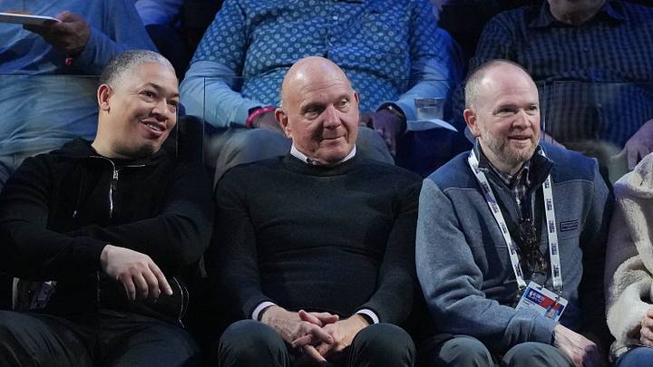 Feb 15, 2026; Inglewood, California, USA; Los Angeles Clippers head coach Tyronn Lue, owner Steve Ballmer and president Lawrence Frank look on during the 75th NBA All Star Game at Intuit Dome. Mandatory Credit: Kirby Lee-Imagn Images Feb 15, 2026; Inglewood, California, USA; Los Angeles Clippers head coach Tyronn Lue, owner Steve Ballmer and president Lawrence Frank look on during the 75th NBA All Star Game at Intuit Dome. Mandatory Credit: Kirby Lee-Imagn Images