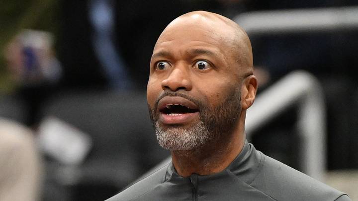 Jan 21, 2025; Toronto, Ontario, CAN;  Orlando Magic head coach Jamahl Mosley reacts to an officials call in the second half against the Toronto Raptors at Scotiabank Arena. Mandatory Credit: Dan Hamilton-Imagn Images
