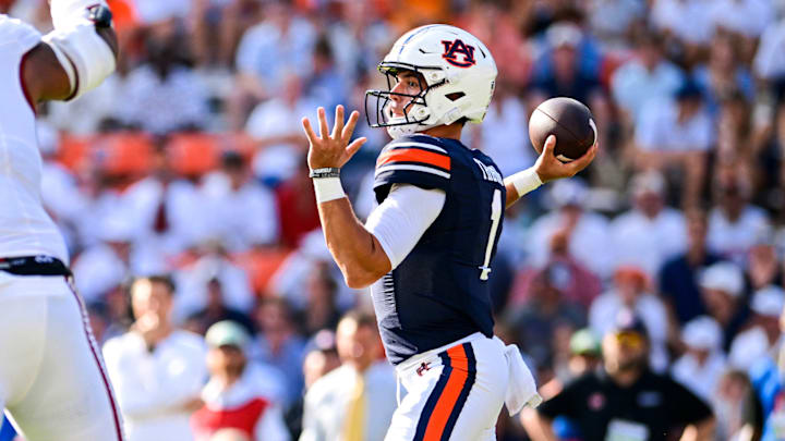 Auburn Tigers quarterback Payton Thorne provided a spark in the second half against the Arkansas Razorbacks in a 24-14 loss
