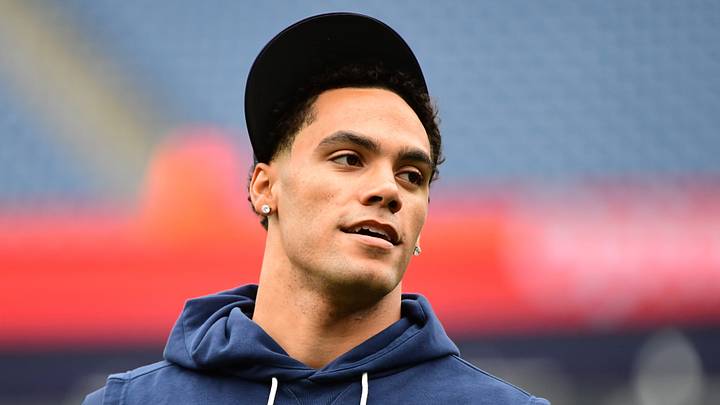 New England Patriots cornerback Christian Gonzalez (0). New England Patriots cornerback Christian Gonzalez (0).