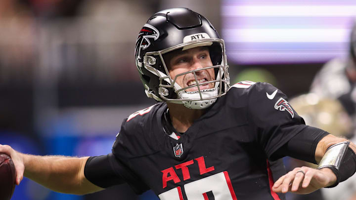 Jan 4, 2026; Atlanta, Georgia, USA; Atlanta Falcons quarterback Kirk Cousins (18) throws a pass against the New Orleans Saints in the first quarter at Mercedes-Benz Stadium. Mandatory Credit: Brett Davis-Imagn Images
Jan 4, 2026; Atlanta, Georgia, USA; Atlanta Falcons quarterback Kirk Cousins (18) throws a pass against the New Orleans Saints in the first quarter at Mercedes-Benz Stadium. Mandatory Credit: Brett Davis-Imagn Images
