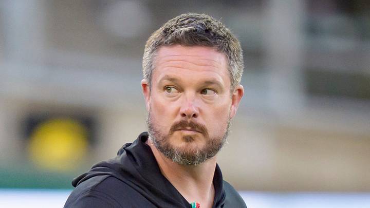 Oregon head coach Dan Lanning takes the field as the Oregon Ducks host the Portland State Vikings on Sept. 18, 2026, at Autzen Stadium in Eugene, Oregon.
