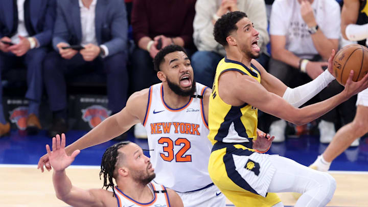 Indiana Pacers guard Tyrese Haliburton shoots against New York Knicks guard Jalen Brunson. Mandatory Credit: Wendell Cruz-Imagn Images Indiana Pacers guard Tyrese Haliburton shoots against New York Knicks guard Jalen Brunson. Mandatory Credit: Wendell Cruz-Imagn Images