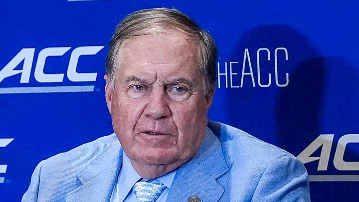Jul 17, 2026; Charlotte, NC, USA; North Carolina head coach Bill Belichick, talks with the media during interviews at Hilton Charlotte Uptown. Mandatory Credit: Jim Dedmon-Imagn Images