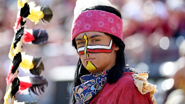 Sep 21, 2019; Tallahassee, FL, USA; Florida State Seminoles Chief Osceola on the sidelines during the game against the Louisville Cardinals at Doak Campbell Stadium. Mandatory Credit: Melina Myers-Imagn Images Sep 21, 2019; Tallahassee, FL, USA; Florida State Seminoles Chief Osceola on the sidelines during the game against the Louisville Cardinals at Doak Campbell Stadium. Mandatory Credit: Melina Myers-Imagn Images