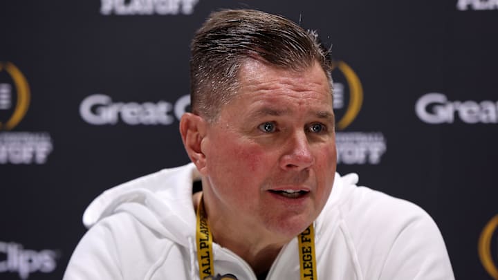 Jan 18, 2025; Atlanta, GA, USA; Notre Dame Fighting Irish defensive coordinator Al Golden during 2025 CFP National Championship Media Day at Georgia World Congress Center, Building A. 