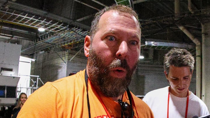 Sep 25, 2023; Tampa, Florida, USA;  comedian Bert Kreischer arrives for a game between the Philadelphia Eagles and Tampa Bay Buccaneers at Raymond James Stadium. Mandatory Credit: Nathan Ray Seebeck-Imagn Images
