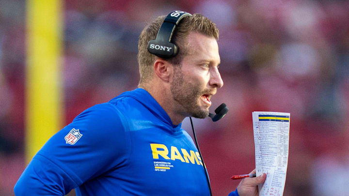 November 9, 2025; Santa Clara, California, USA; Los Angeles Rams head coach Sean McVay during the fourth quarter against the San Francisco 49ers at Levi's Stadium. Mandatory Credit: Kyle Terada-Imagn Images November 9, 2025; Santa Clara, California, USA; Los Angeles Rams head coach Sean McVay during the fourth quarter against the San Francisco 49ers at Levi's Stadium. Mandatory Credit: Kyle Terada-Imagn Images