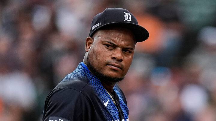 Detroit Tigers pitcher Framber Valdez (59) walks off the mound after pitching first inning against the Tampa Bay Rays at Comerica Park in Detroit on Monday, August 24, 2026. Detroit Tigers pitcher Framber Valdez (59) walks off the mound after pitching first inning against the Tampa Bay Rays at Comerica Park in Detroit on Monday, August 24, 2026.