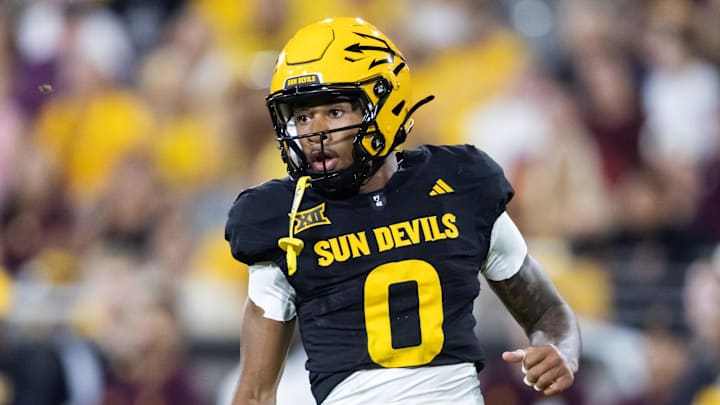 Oct 25, 2025; Tempe, Arizona, USA; Arizona State Sun Devils defensive back Rodney Bimage Jr. (0) against the Houston Cougars at Mountain America Stadium. Mandatory Credit: Mark J. Rebilas-Imagn Images