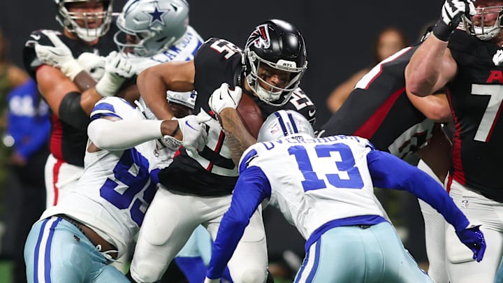 Tyler Allgeier had a rushing touchdown in the Atlanta Falcons 27-21 win over the Dallas Cowboys in 2024.