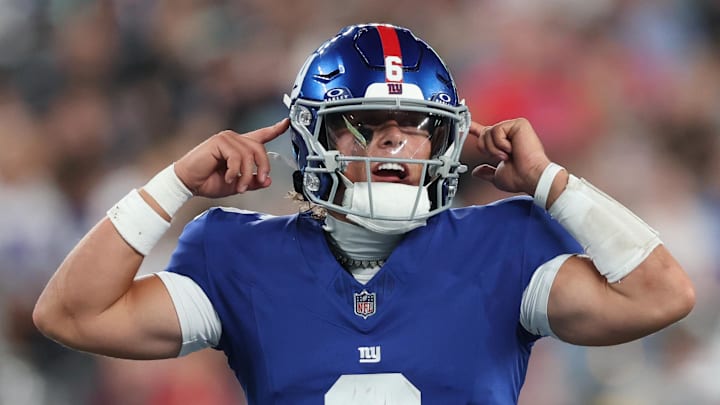 Giants quarterback Jaxson Dart was 14-of-16 for 137 yards and one touchdown against the Jets last week. 