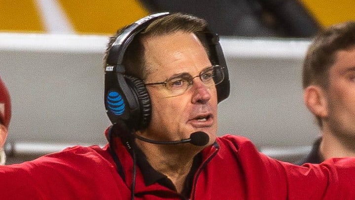 Indiana Head Coach Curt Cignetti questions a call during the College Football Playoff National Championship college football game at Hard Rock Stadium in Miami Gardens on Monday, Jan. 19, 2026.