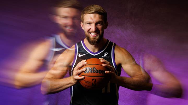 Sep 29, 2025; Sacramento, CA, USA; Sacramento Kings forward Domantas Sabonis (11) during media day at Golden 1 Center. Mandatory Credit: Sergio Estrada-Imagn Images