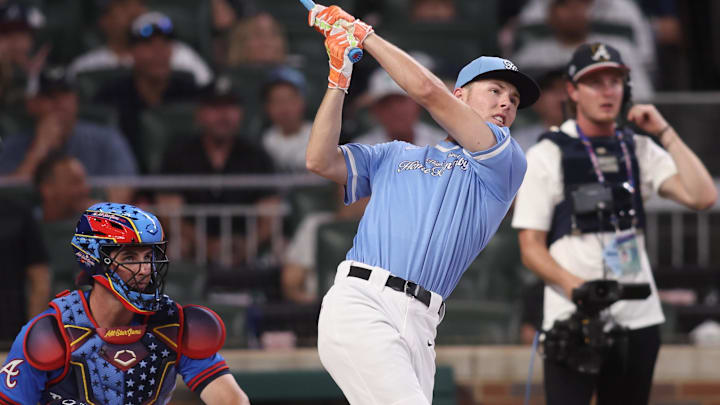 Jul 14, 2025; Atlanta, GA, USA; Argyle High School player Grady Emerson during the 2025 Home Run Derby at Truist Park.
