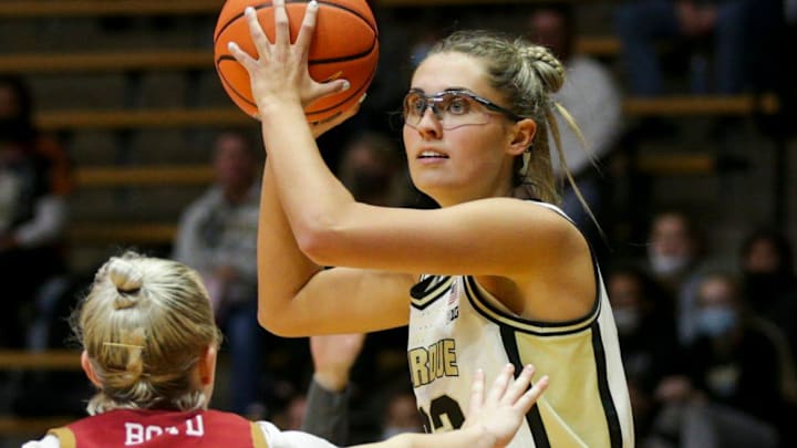 Purdue guard Madison Layden (33) looks to pass the ball 