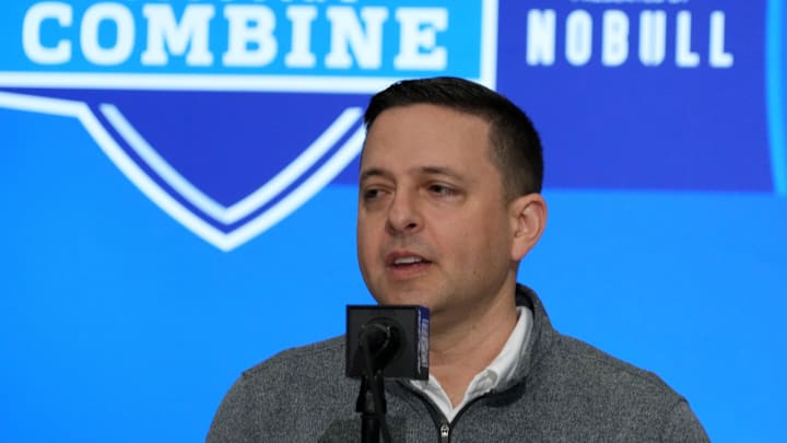 Feb 27, 2024; Indianapolis, IN, USA; New England Patriots director of scouting Eliot Wolf at the NFL Combine