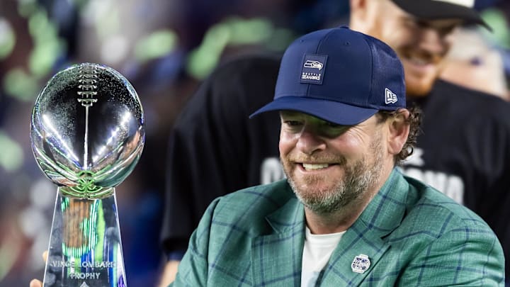 Seattle Seahawks general manager John Schneider celebrates Seattle Seahawks general manager John Schneider celebrates