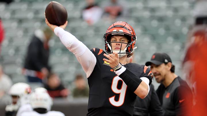 Dec 28, 2025; Cincinnati, Ohio, USA; Cincinnati Bengals quarterback Joe Burrow (9) warms up before a game against the Arizona Cardinals at Paycor Stadium. Mandatory Credit: Joseph Maiorana-Imagn Images Dec 28, 2025; Cincinnati, Ohio, USA; Cincinnati Bengals quarterback Joe Burrow (9) warms up before a game against the Arizona Cardinals at Paycor Stadium. Mandatory Credit: Joseph Maiorana-Imagn Images